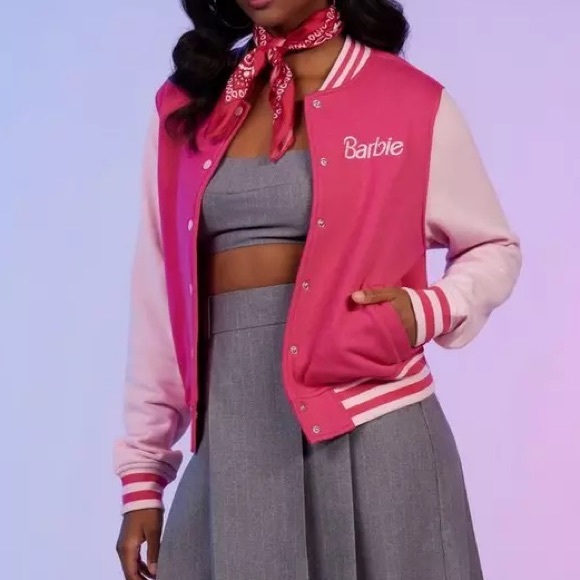 NWT Barbie Embroidered Girls Varsity Jacket -Juniors Large - Picture 2 of 5
